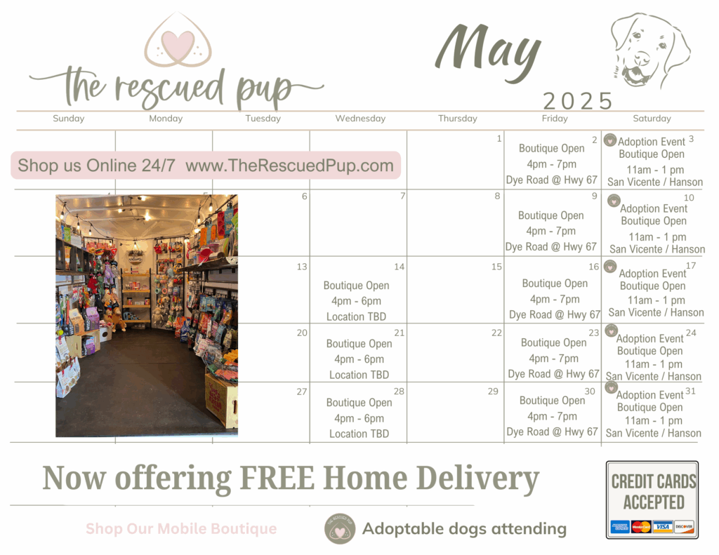 Mobile Shop Schedule for The Rescued Pup